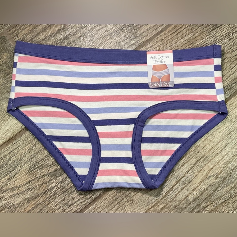 New Saint Eve soft cotton hipster panties size L Skipper Stripe